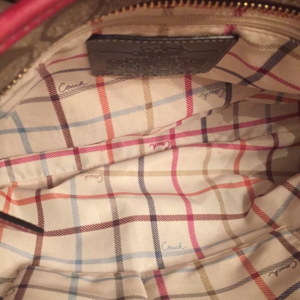Coach pink stripe tote - Picture 2 of 3